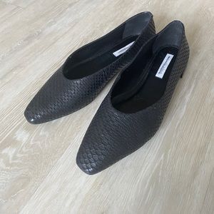 Snake-Embossed Leather Ballet Flats